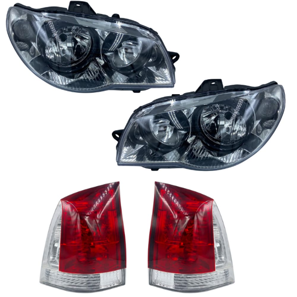 Kit Farol Palio G3 Cromado Aro Preto + Lanterna Rubi 04 A 15