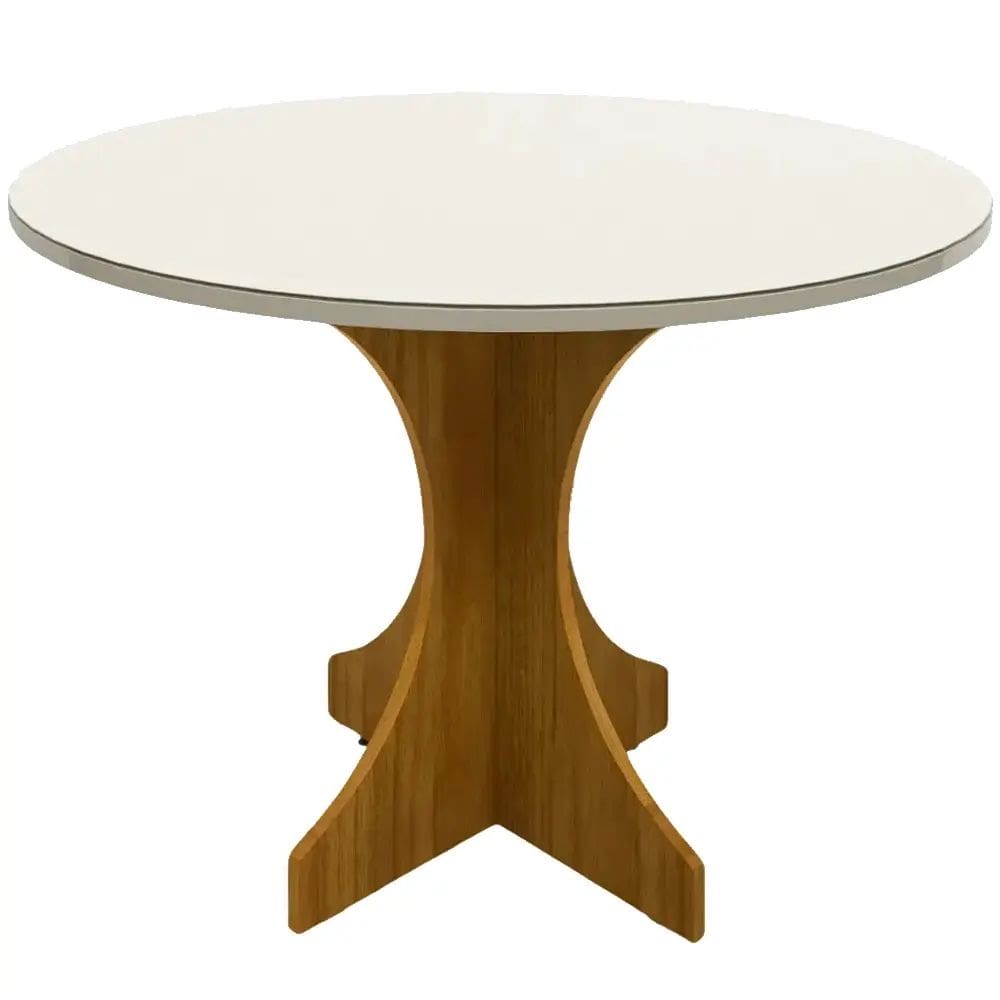 Mesa Siena 100x100 Redonda Minas Plac Cor Cinamomo Off White