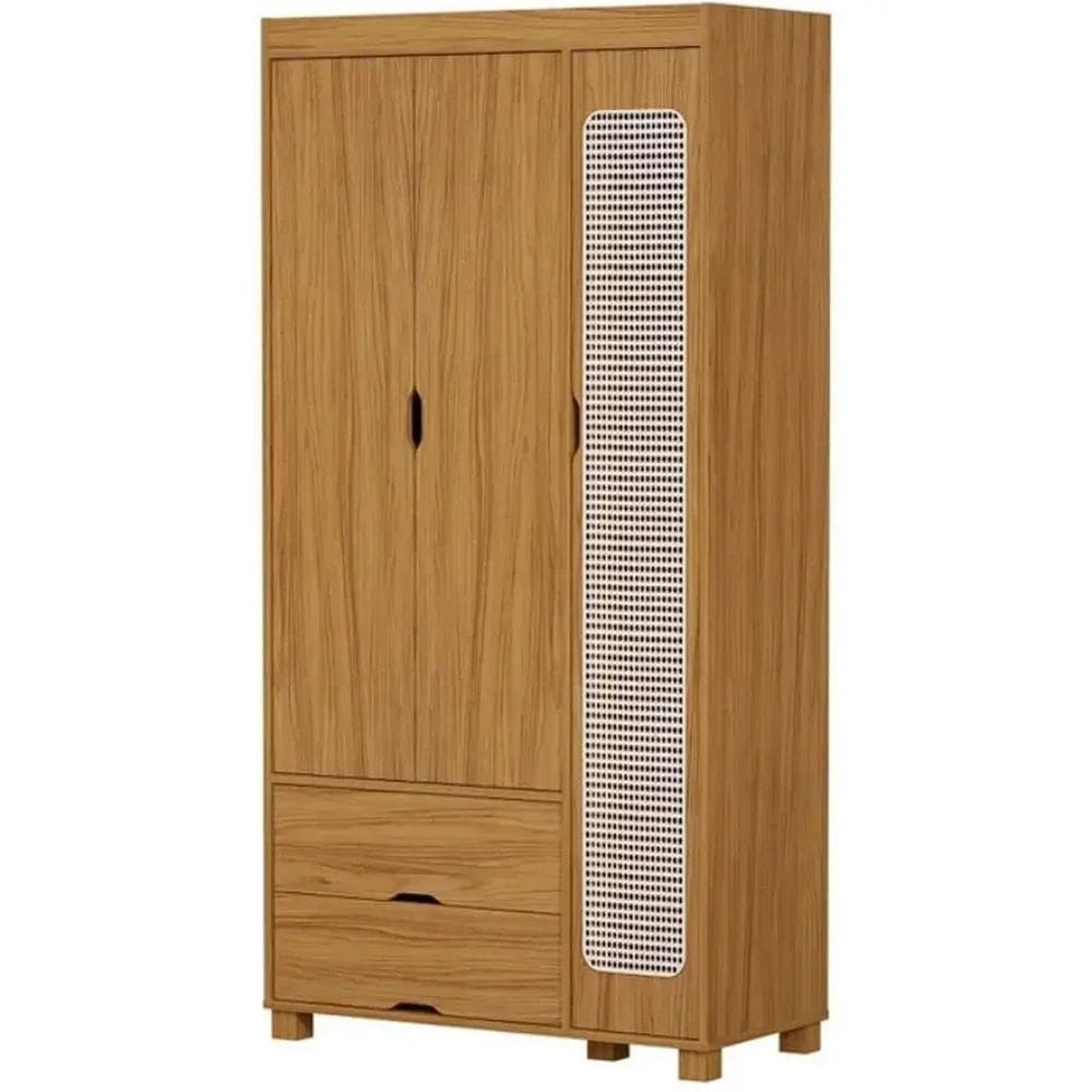 Guarda Roupa Clara Solteiro 3 Portas 2 Gavetas Cambel Cor Nature