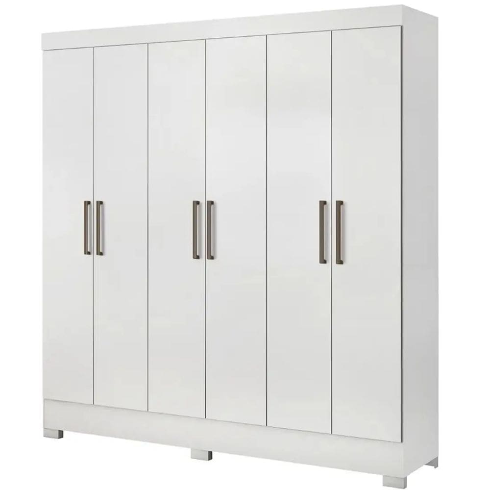 Guarda Roupa Pratico Casal 6 Portas 3 Gavetas Demobile Cor Branco