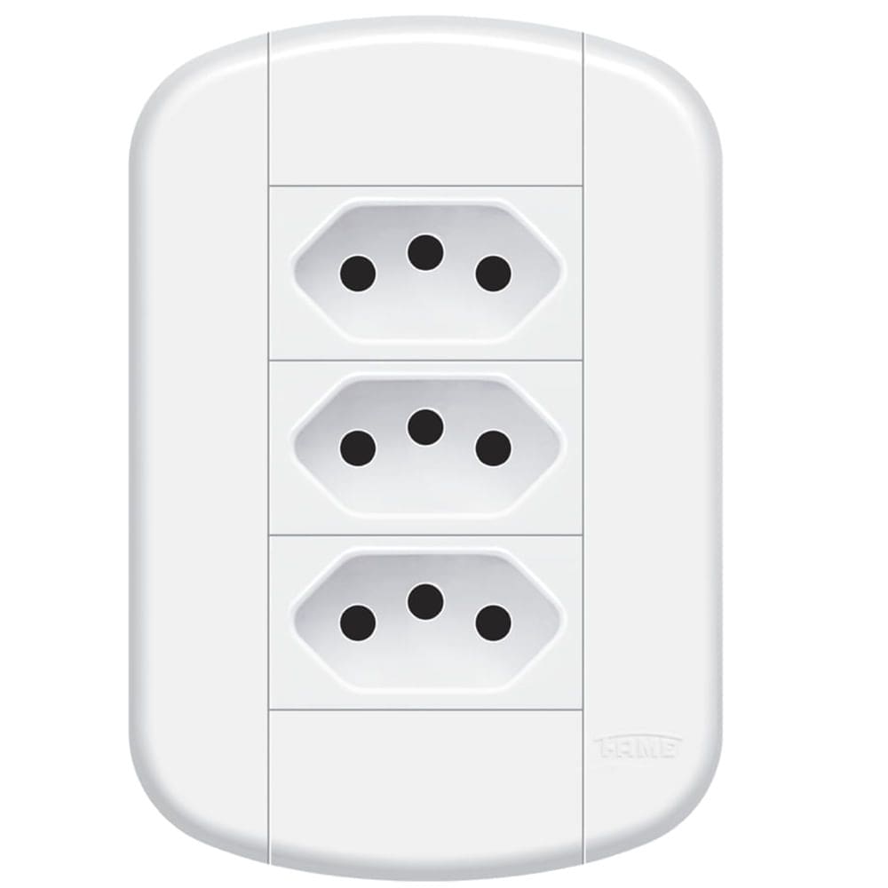 Conjunto de 3 Tomadas 2P+T 10A/250 Volts Blanc Mais - 11239214 - FAME