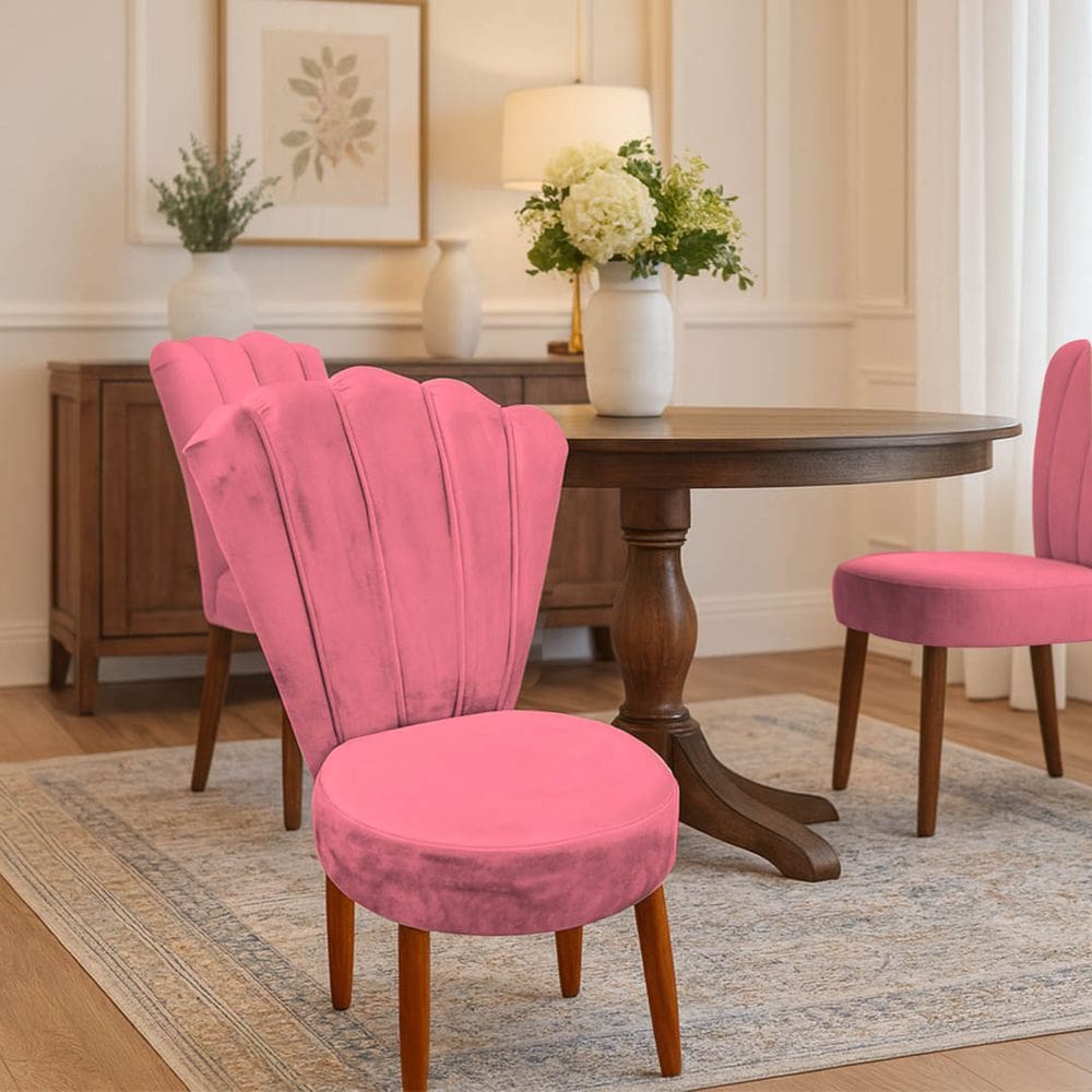 Conjunto 2 Cadeiras Estofadas Sala De Jantar Anna Suede Rosa