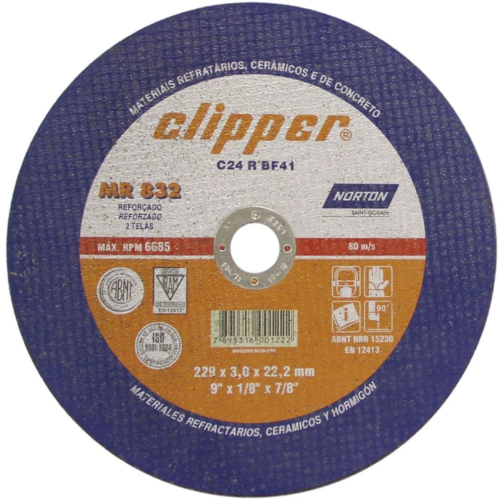 Disco de Corte Clipper MR832 9”X1/8”X7/8”- 0294321- NORTON
