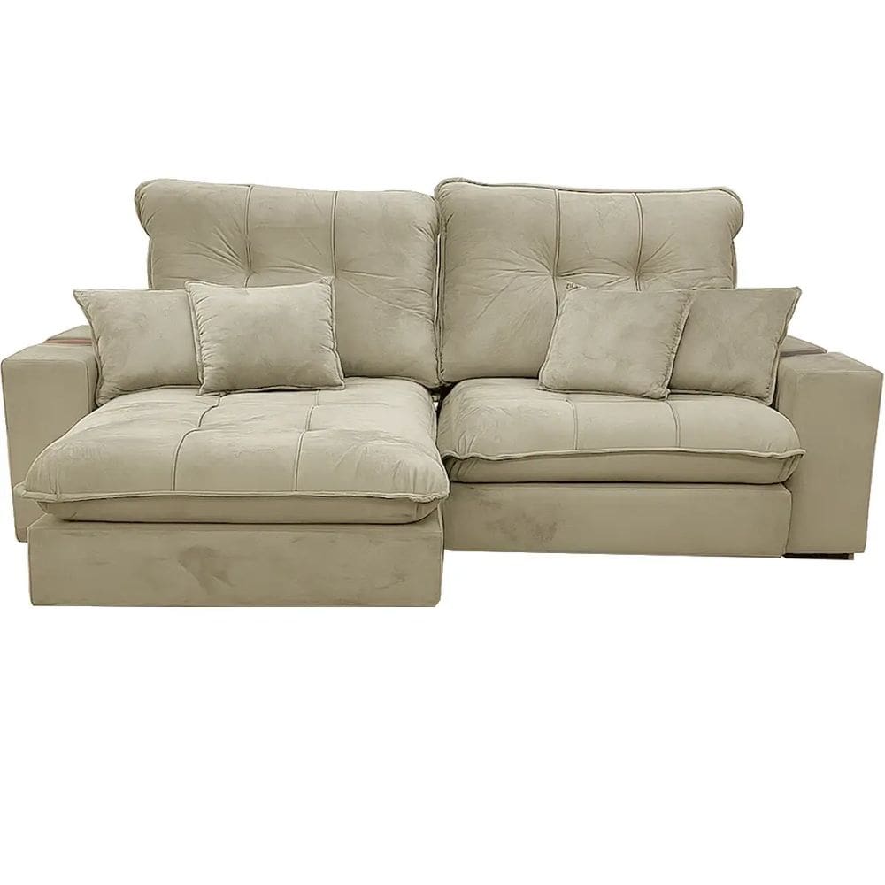Sofá Premium 250cm em Linho 4 Lugares Retrátil e Reclinável Aifos Cor Bege