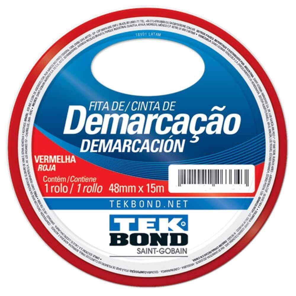 Fita de Demarcação Vermelha 48mm x 15 Metros - 21221048200 - TEKBOND