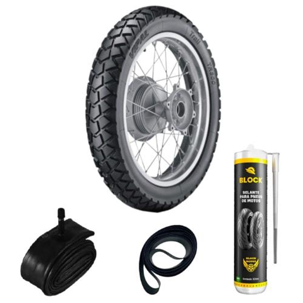 Pneu XTZ 150 CROSSER 110/90-17 60p Tr300 Vipal + Câmara + Cinta + Selante