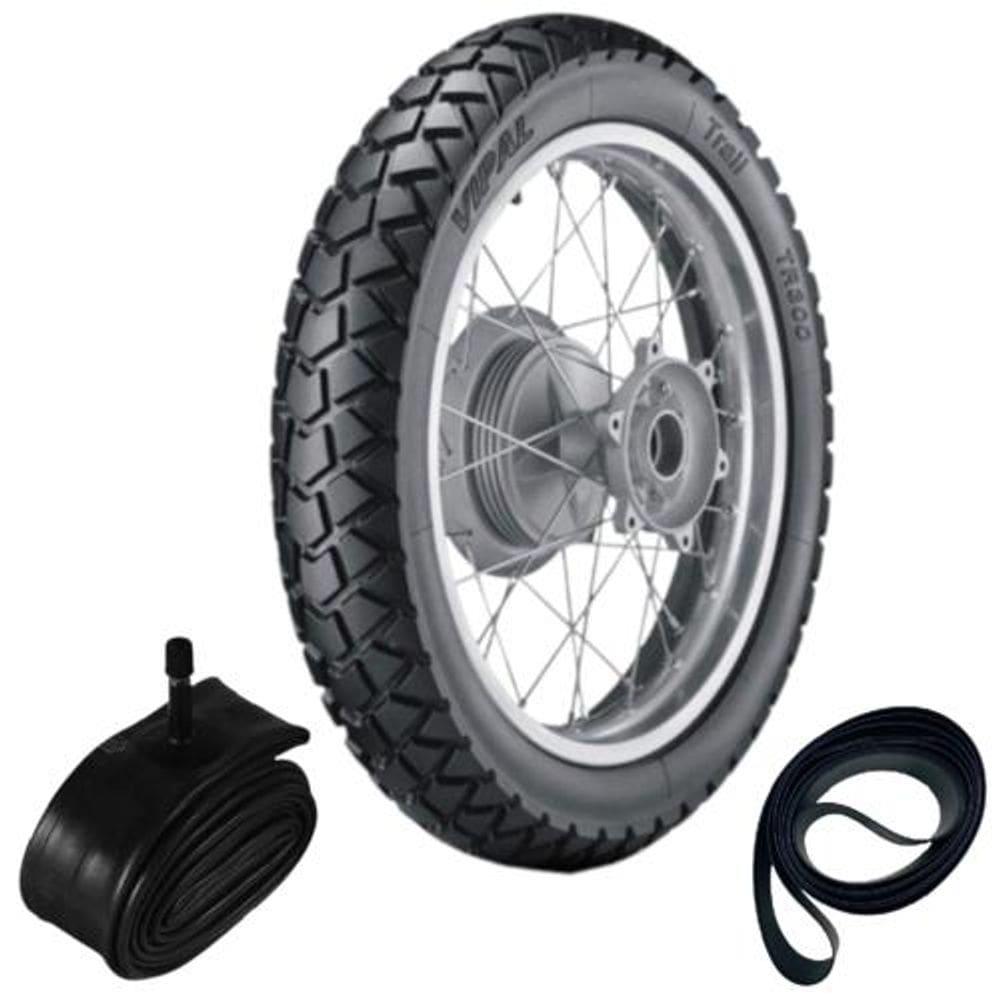 Kit Pneu Xtz 250 Lander 130/80-18 66s Tr300 Vipal + Câmara + Cinta