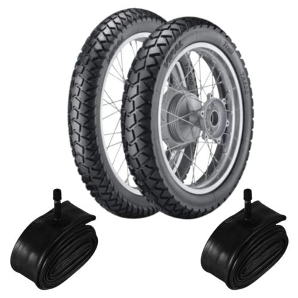Kit Pneu 130/80-18 + 90/90-21 Tr300 Vipal + Câmara