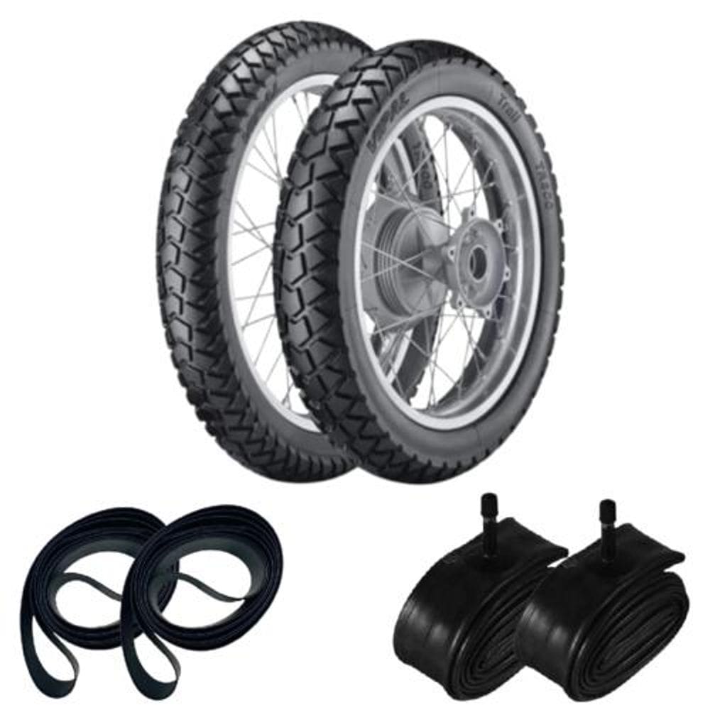 Kit Pneu 130/80-18 + 90/90-21 Tr300 Vipal + Câmara + Cinta