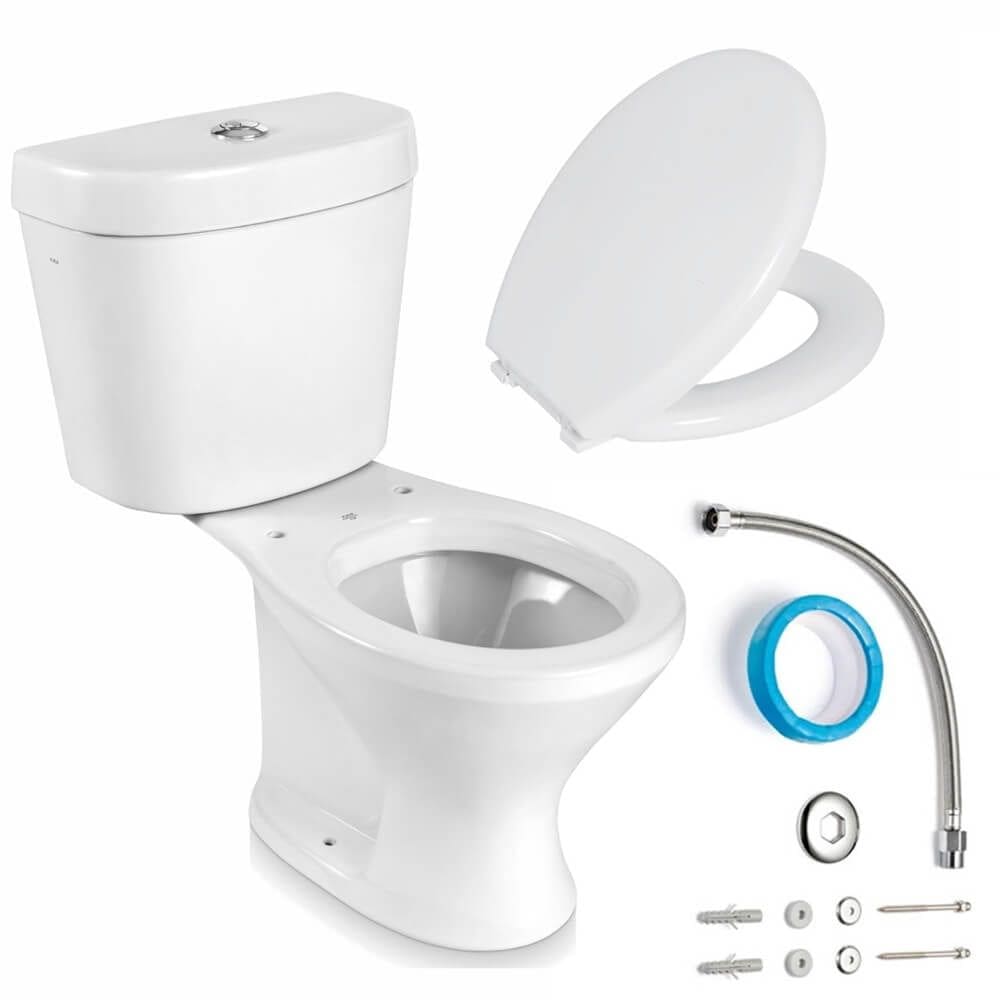 Bacia com Caixa Acoplada Diamantina Branca Infantil + Assento e Kit de Instalação - CBINF00 - ICASA