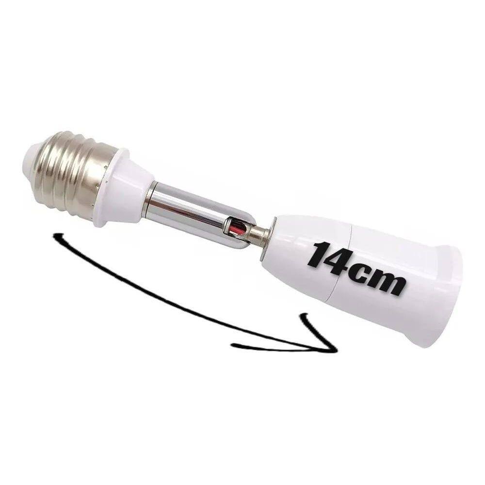 3X Soquete Bocal Prolongador Articulado Lampada E27 - 140Mm