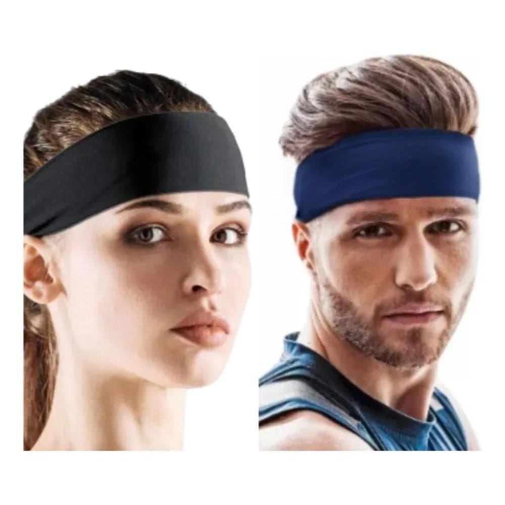 3X Kit 2 Faixas Headband Anti Suor Cabelo Testa Esporte Corr