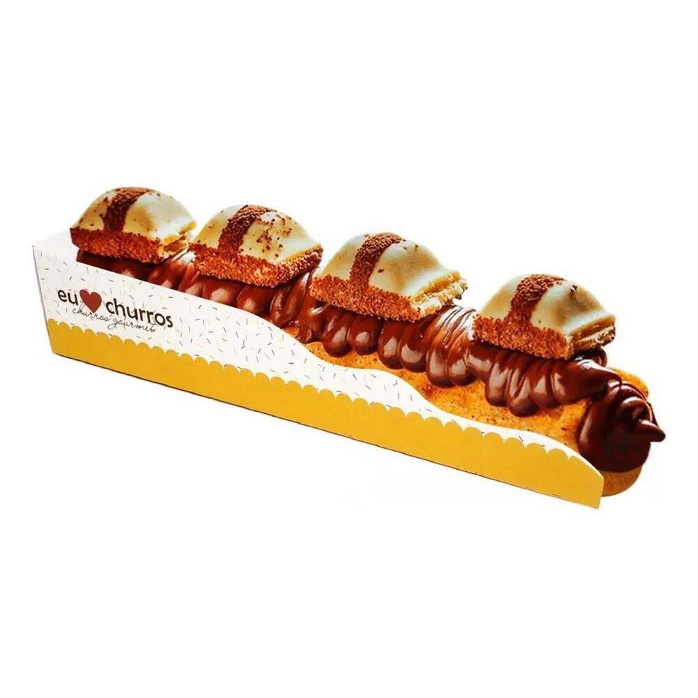 3X Caixinha, Embalagem Para Churros Gourmet - 100Un