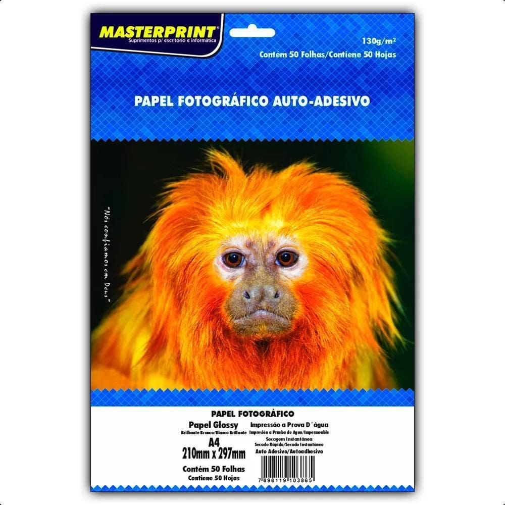 3X Papel Fotográfico Adesivo A4 Glossy 130G 50 Fls Masterpri