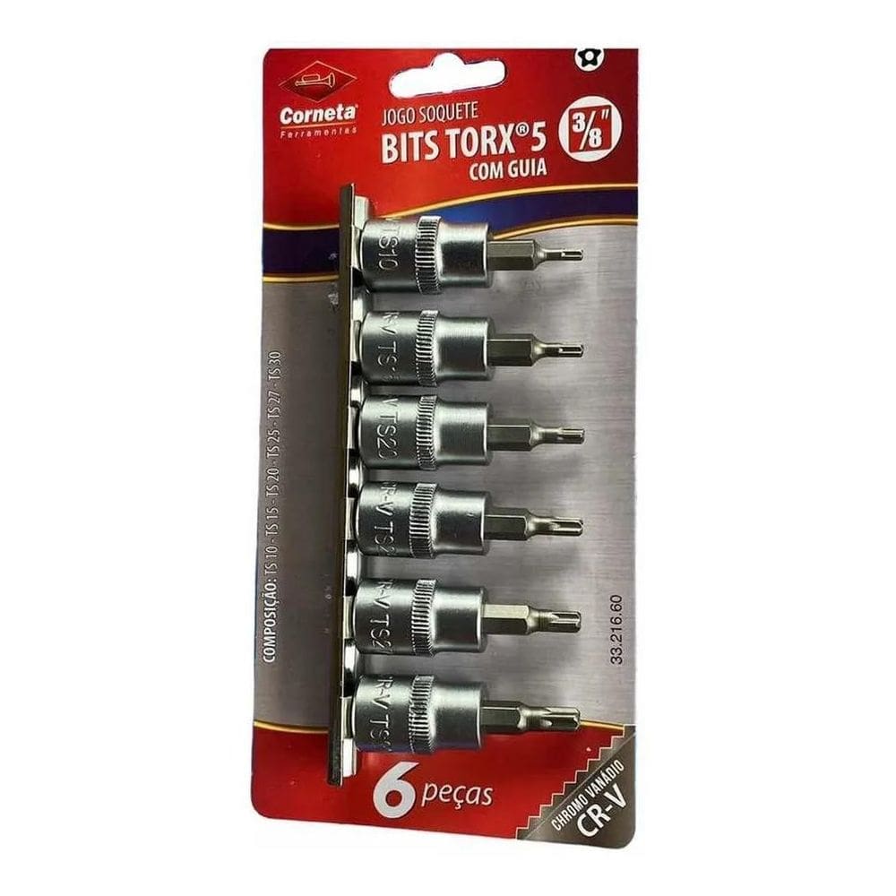3X Chave Torx De 5 Pontas Jg Com 6 Peças Corneta