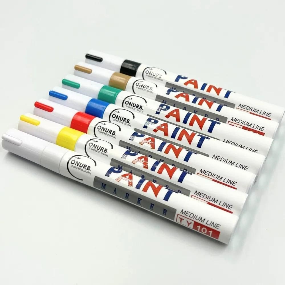 3X Caneta Tinta Permanente A Prova Dágua Pinta Metal, Plásti