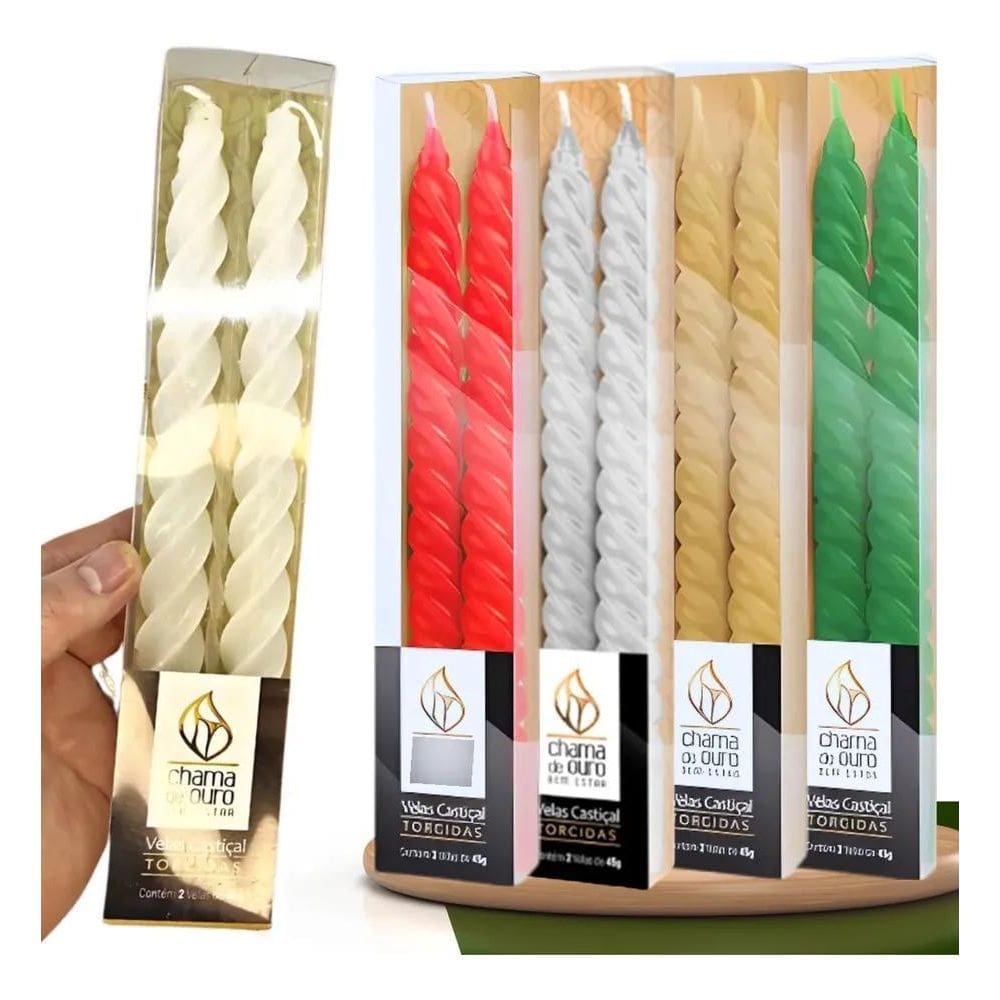 3X Vela Castiçal Torcidas Kit 2 Und Batizados, Casamento, Na