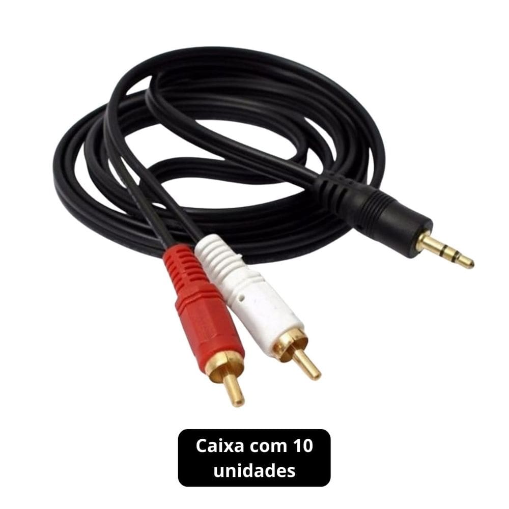 Cabo P2 Stereo Para 2 X Rca Nickel 1.8m Storm 10 Unidades