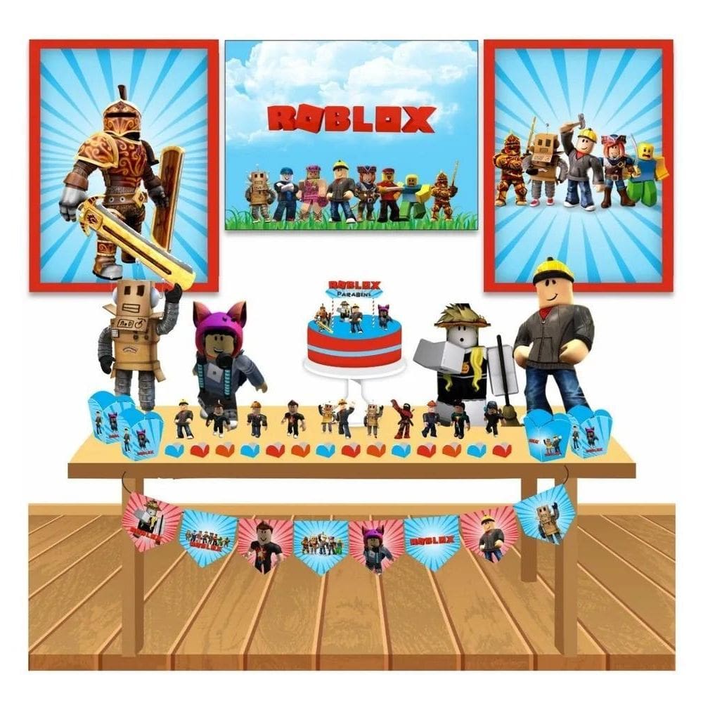 3X Kit Festa - Minha Festinha - Roblox Menino Lembrancinhas