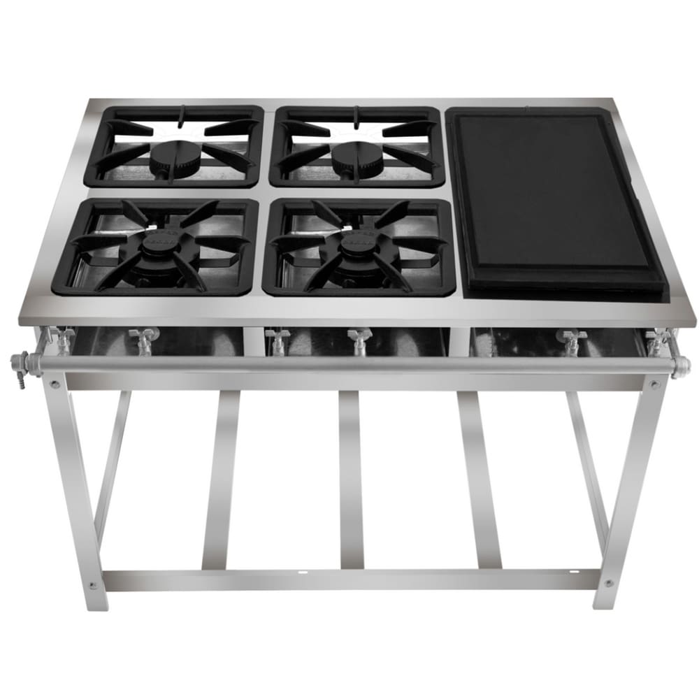 Fogão Industrial 4 Bocas com Chapa P7 em Aço Inox Leona