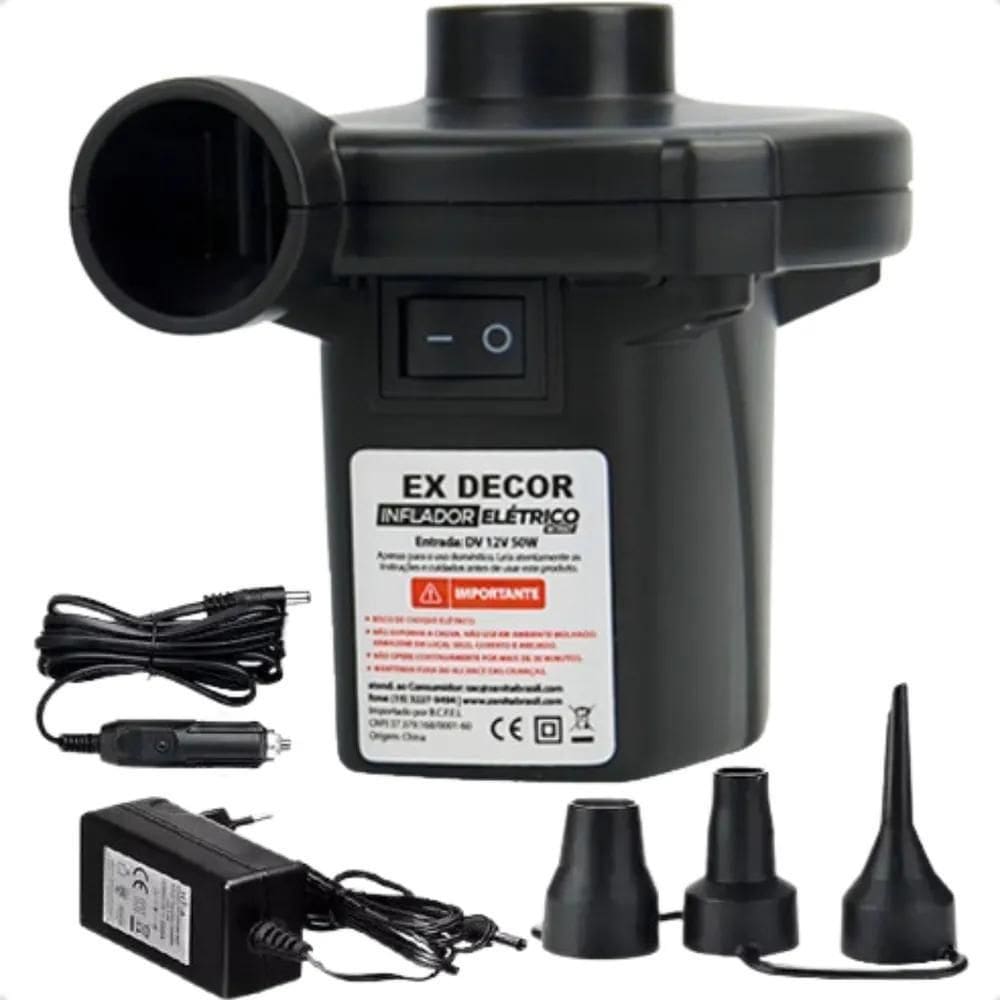 3X Inflador Elétrico Bomba Encher Colchão Boia Com Bicos Mar