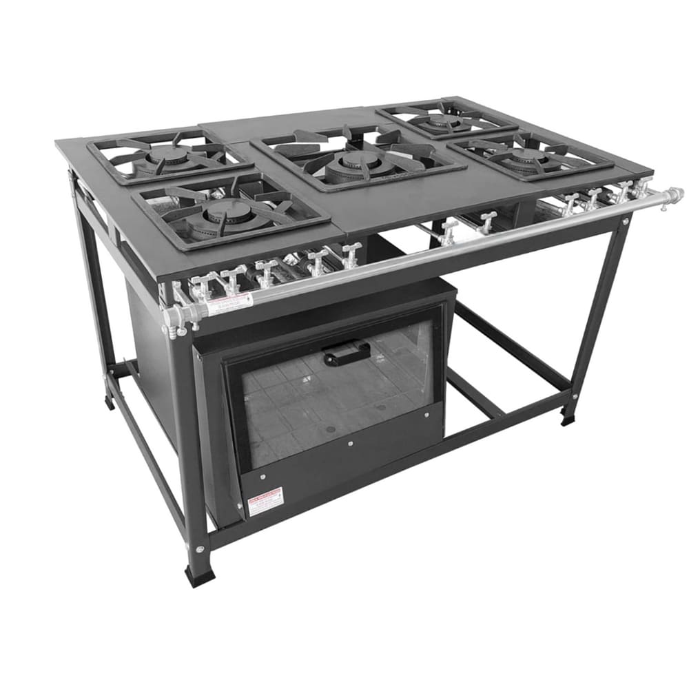 Fogão Industrial 5 Bocas Duplas 30x40 P7 com Forno Leona