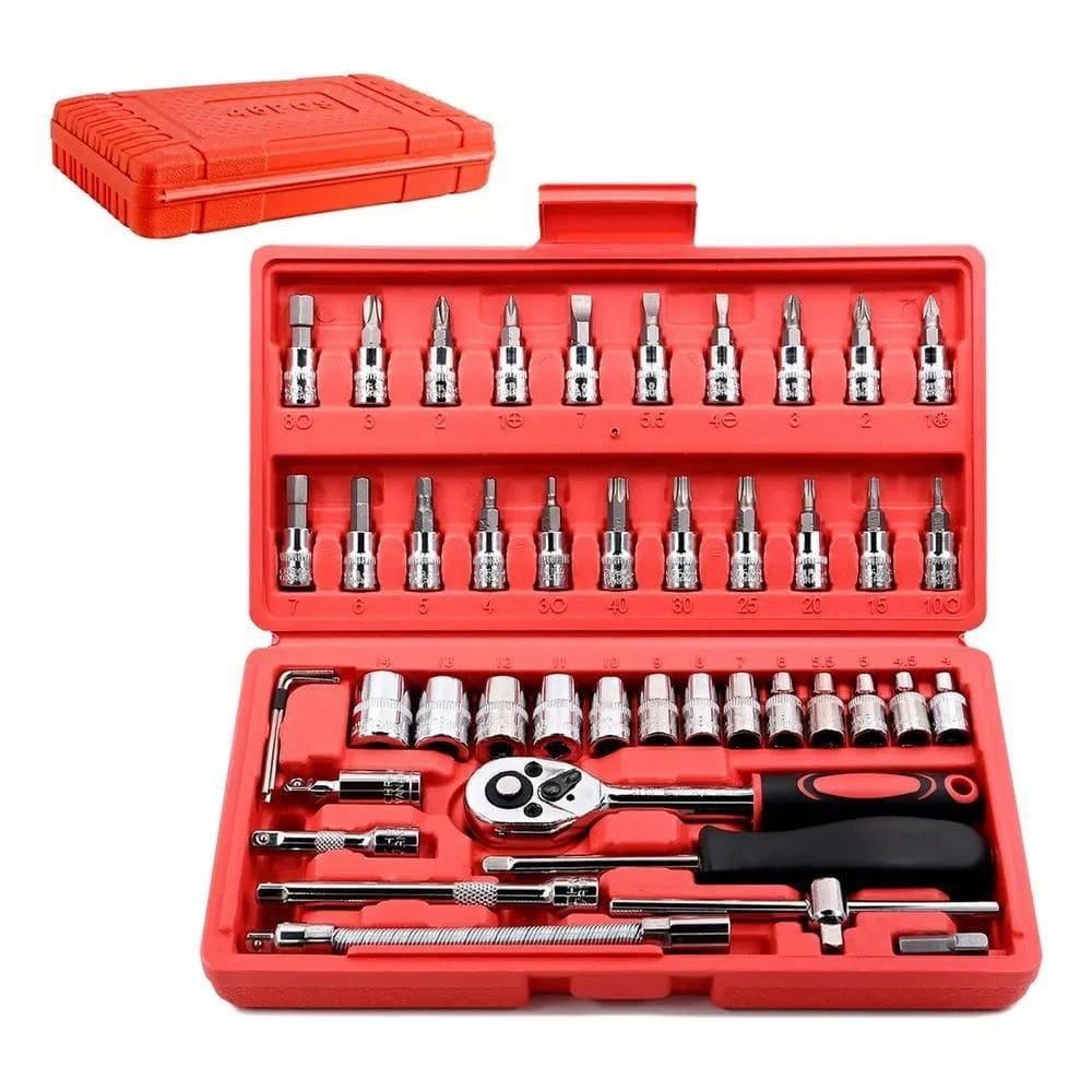 3X Kit De Ferramentas 46 Peças Chaves Phillips Fenda Torque