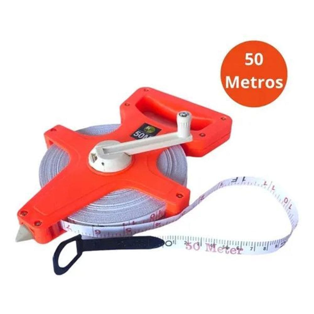 3X Trena Home & More Fita Fibra De Vidro 50M Manivela Longa