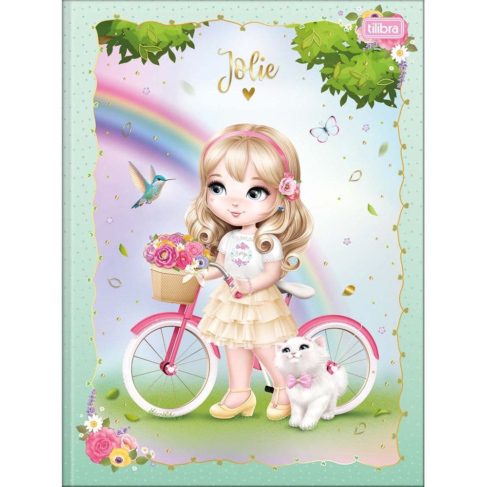 Caderno (Pequeno) Brochura 1/4 Jolie 48 Folhas Costurado 14x20cm Capa Dura - Tilibra | Papelaria | Agenda | Anotação |