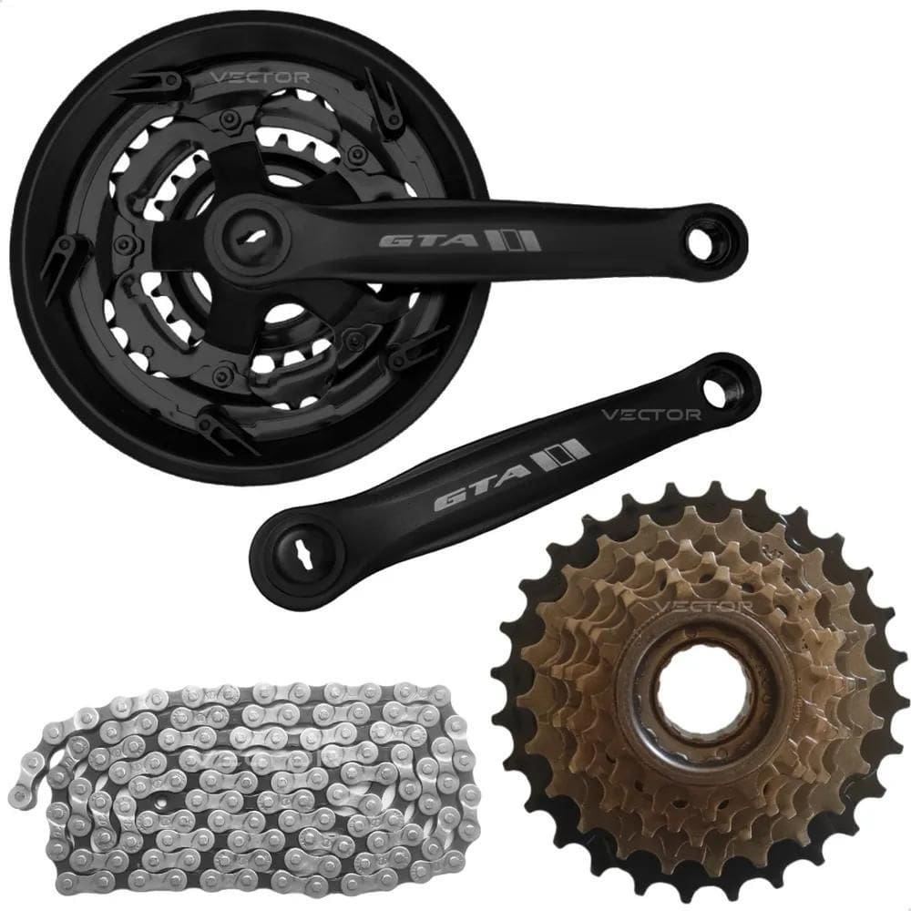 3X Pe De Vela 3 Coroas + Catraca + Corrente 21V Marcha Index