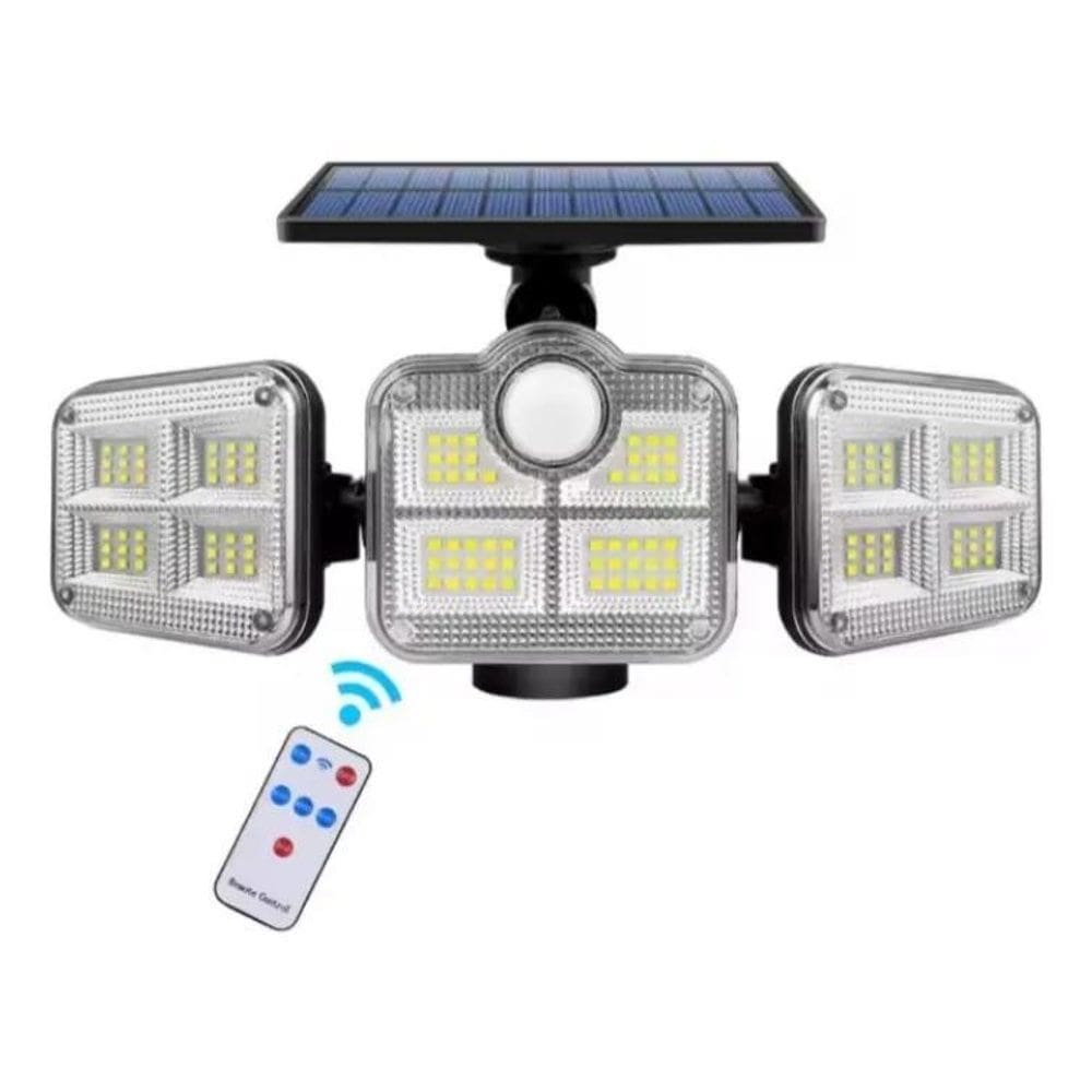 3X Holofote Led Solar Light Recarregavel 3 Cabeças 120 Leds