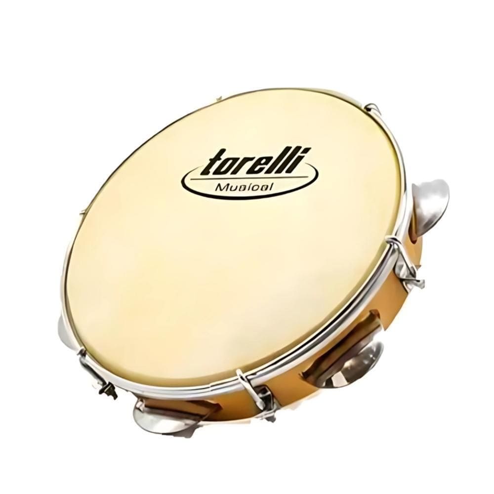 Pandeiro Torelli 08 Injetado Cor Natural Pele Animal Tp80