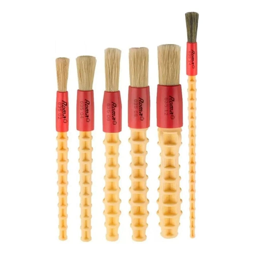 3X Kit Pincel De Detalhamento Automotivo 6 Unidade Roma