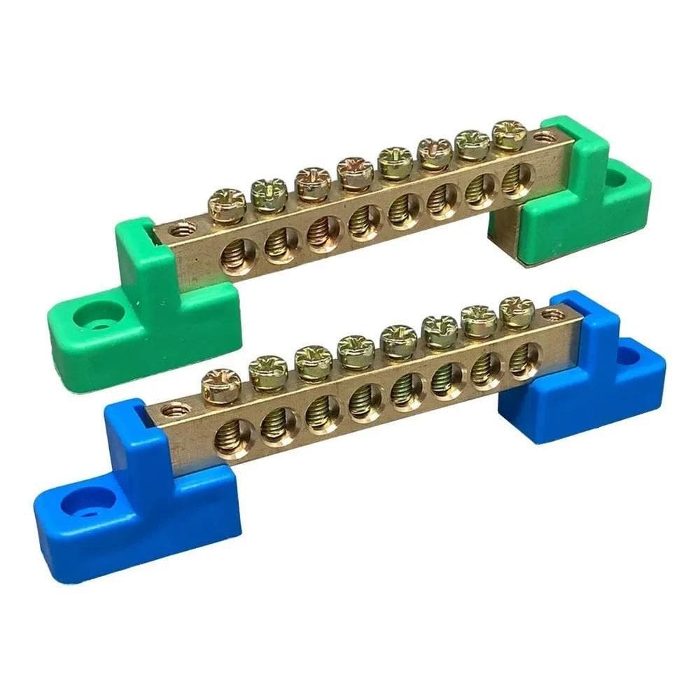 3X Kit Barramento 1 Neutro E 1 Terra 8 Furos Fix. Parafuso