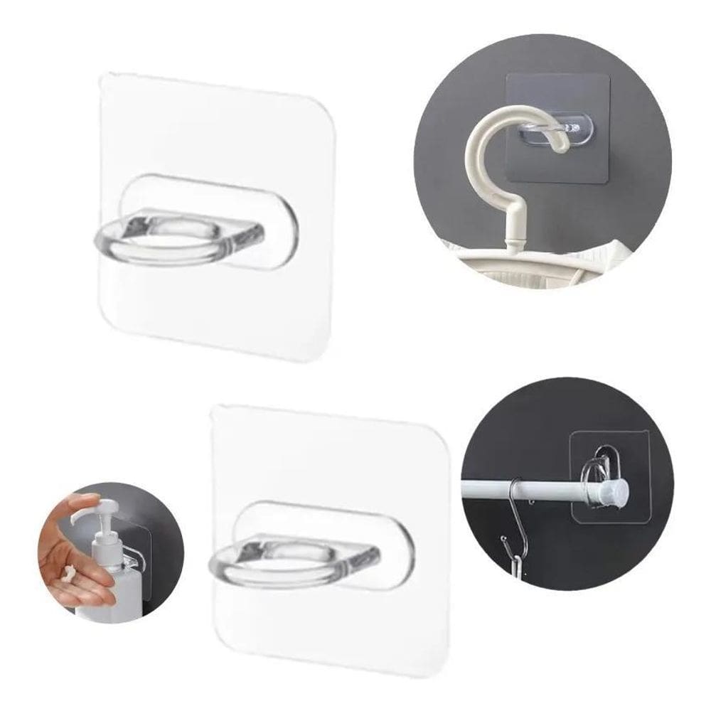 2 Pç Suporte Gancho Adesivo Varão Cortina Sem Furar Parede