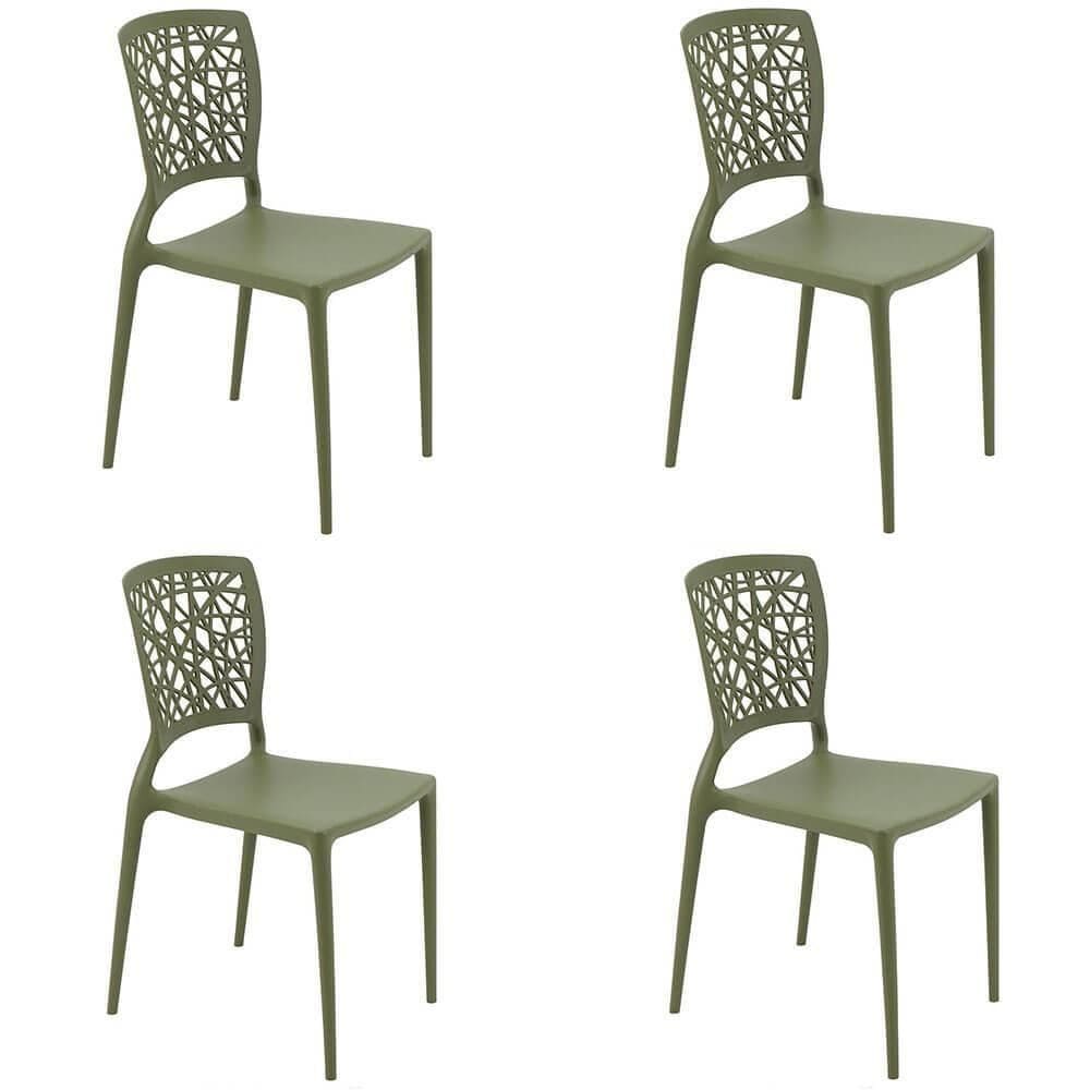 Conjunto 4 Cadeiras Tramontina Joana em Polipropileno e Fibra de Vidro Verde Oliva 92058027