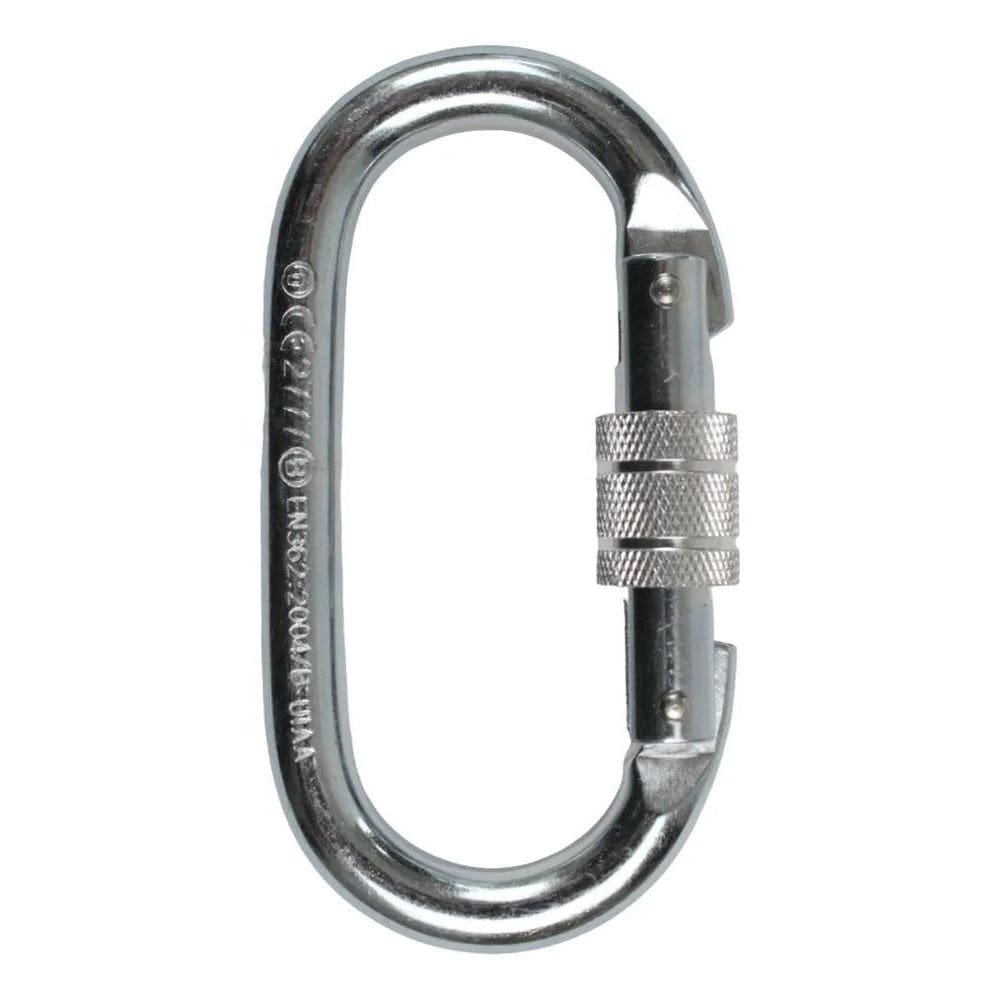 3X Mosquetão Aço Oval Rosca 25Kn Nbr Trava Dupla Para Altura