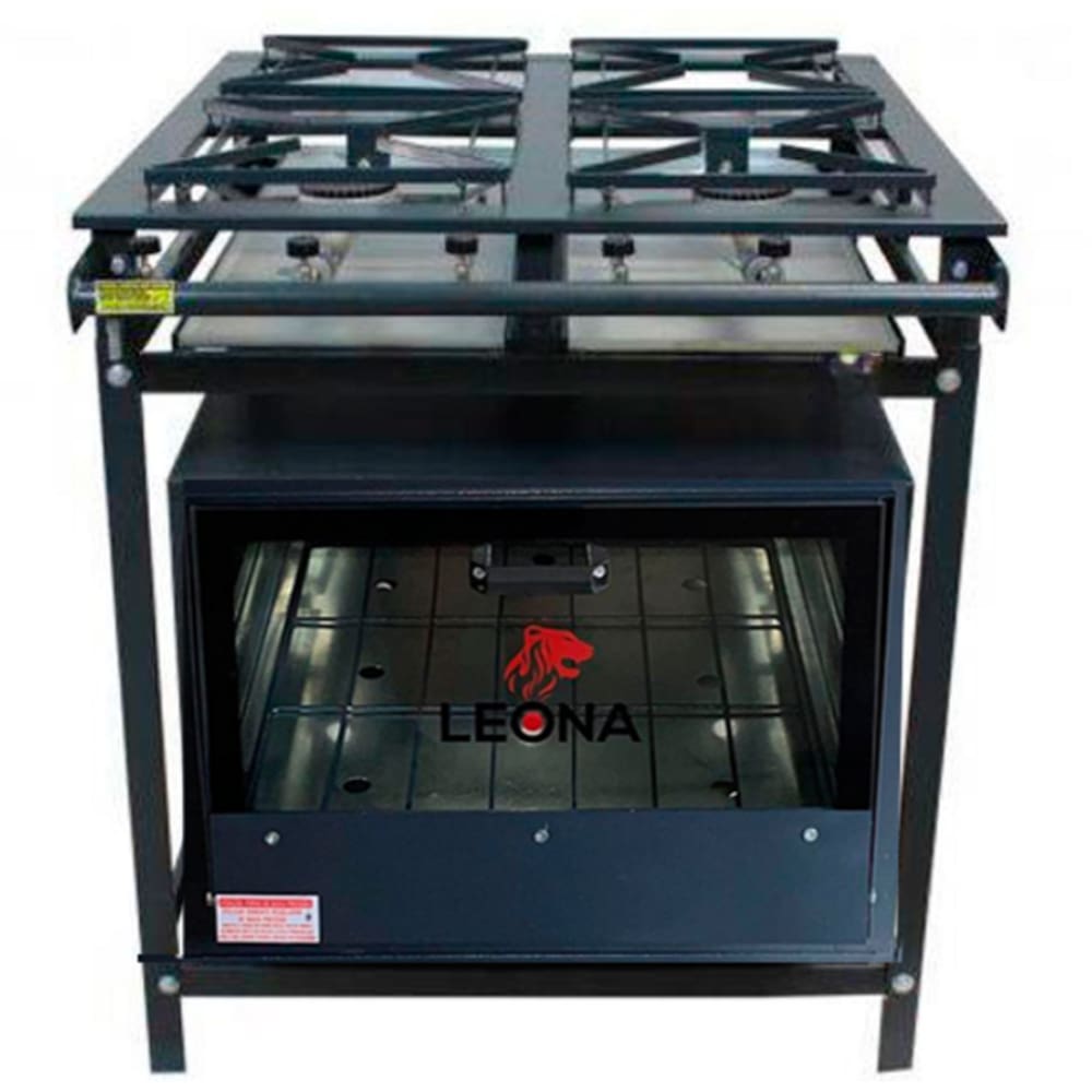 Fogão Industrial 4 Bocas 30x30 Ap P5 com Forno Leona