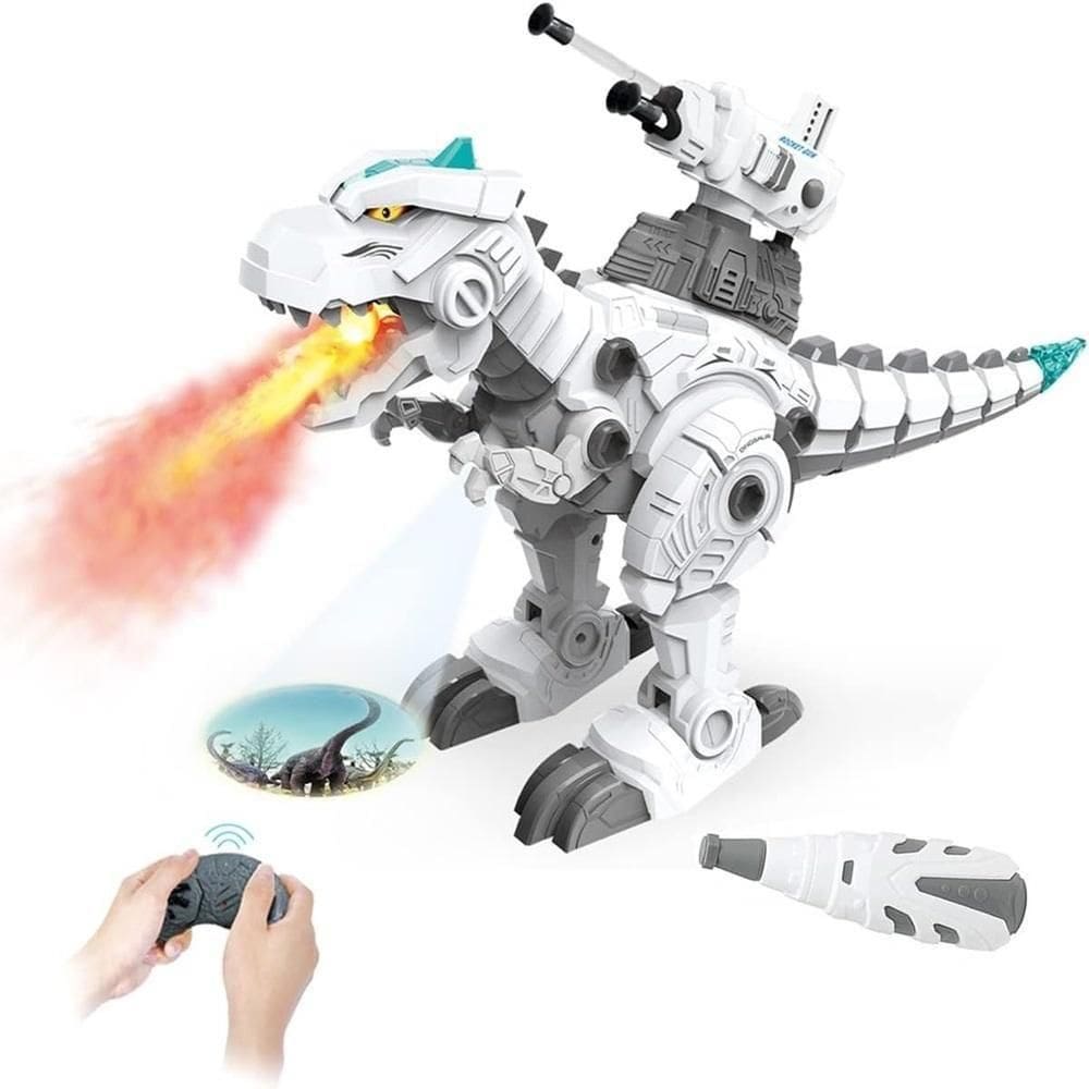 Dinossauro Controle Robo Projetor Remoto Missil Monta Desmonta Dragao Nevoa Fumaca Interativo
