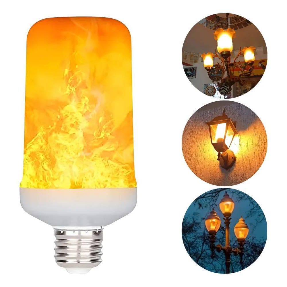3X Kit 2 Lâmpada Led Efeito Tipo Fogo Chama Decorativa Bivol