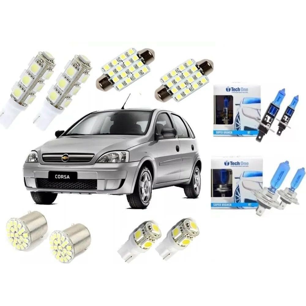 3X Kit Lampada Super Branca + Led Teto Corsa Hatch Techone