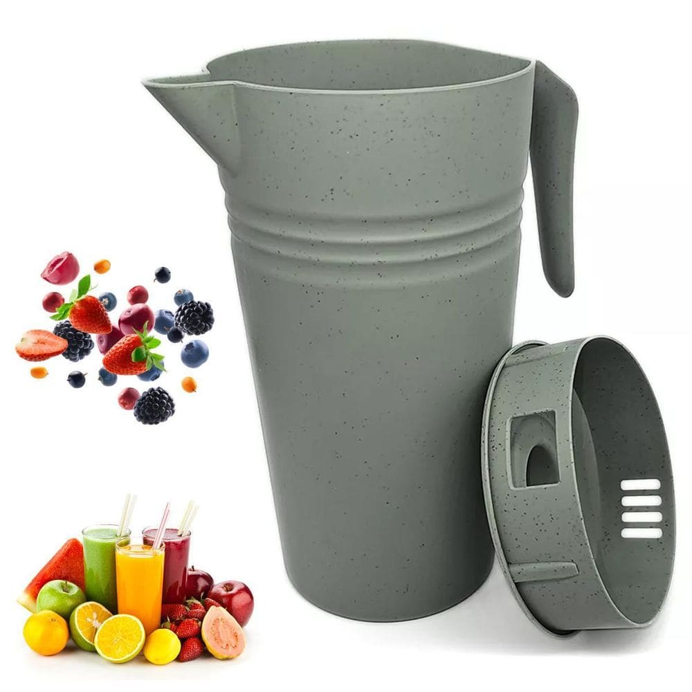 Jarra De Bambu E Pp Lines Suco Sustentável Agua 1,7L C/Tampa