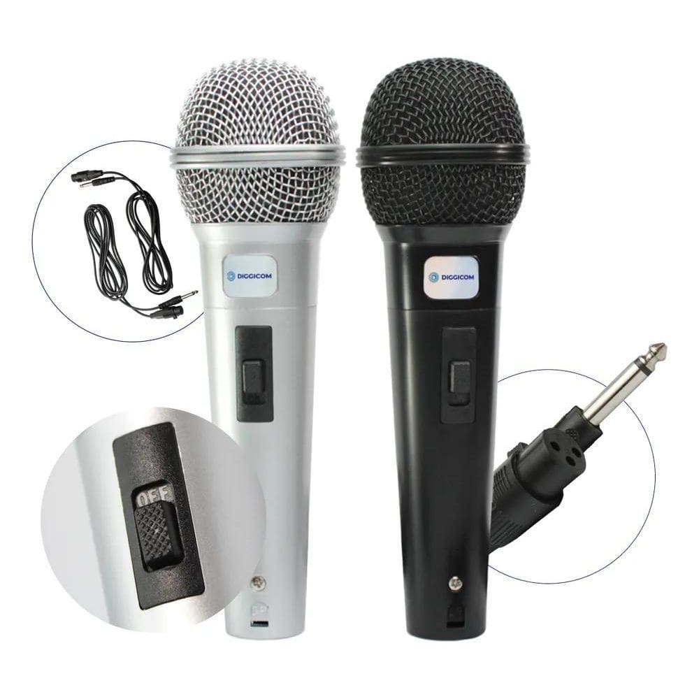 3X Kit 2 Microfones Profissional Duplo Dinâmico Karaoke Igre