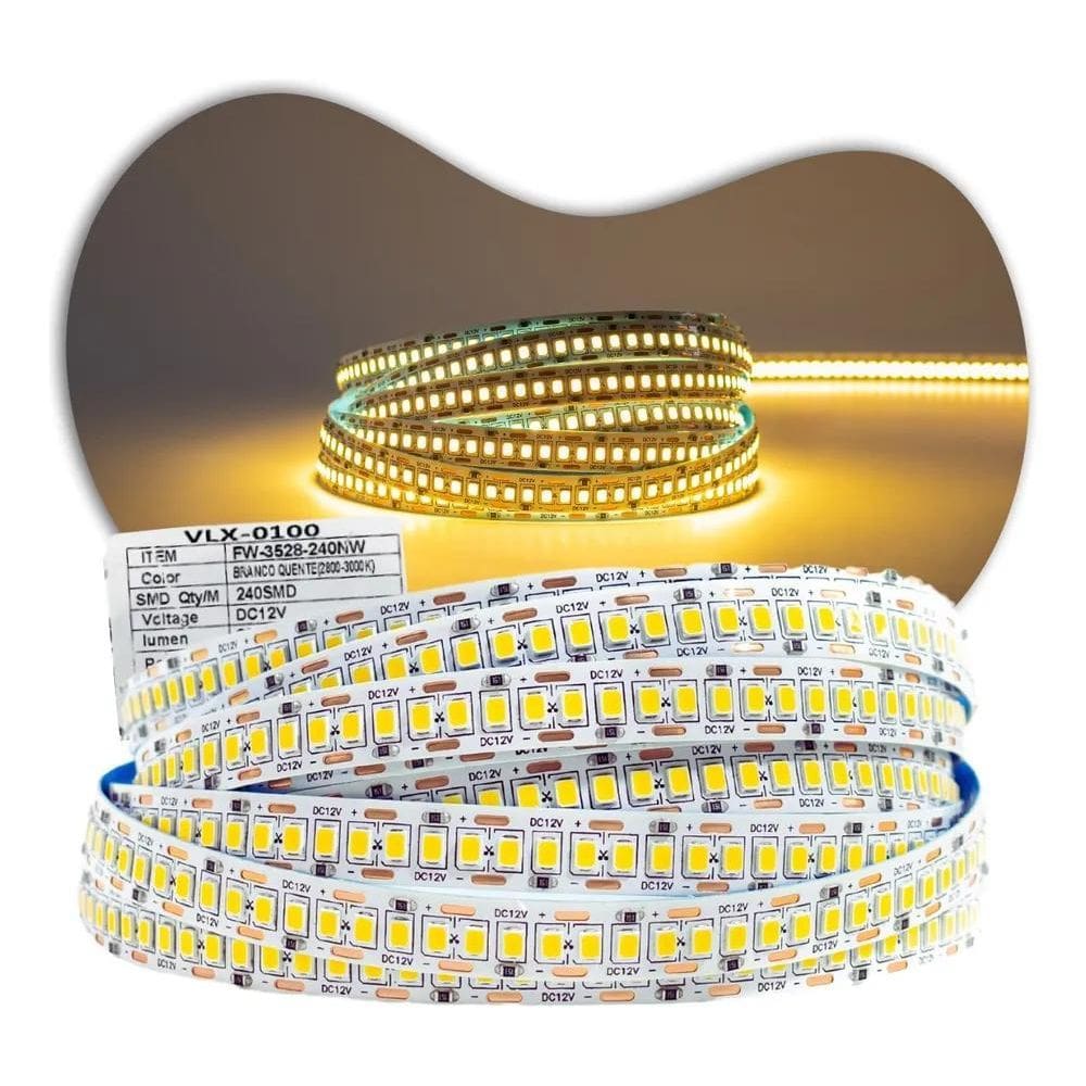3X Fita Led 240 Leds Forte 12V 18W 4000K Branco 3-4-6K Rolo