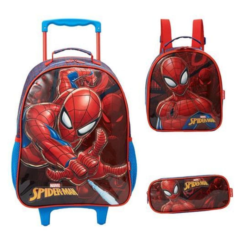 Kit Mochila Carrinho Homem Aranha Spider Man Xeryus