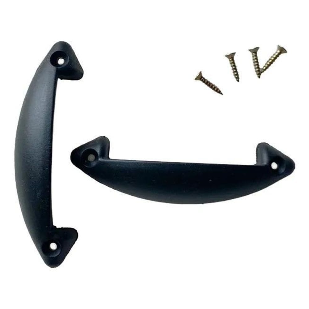 3X Kit 2 Puxadores Alça Plástica Cama Box Baú/Armário Preto