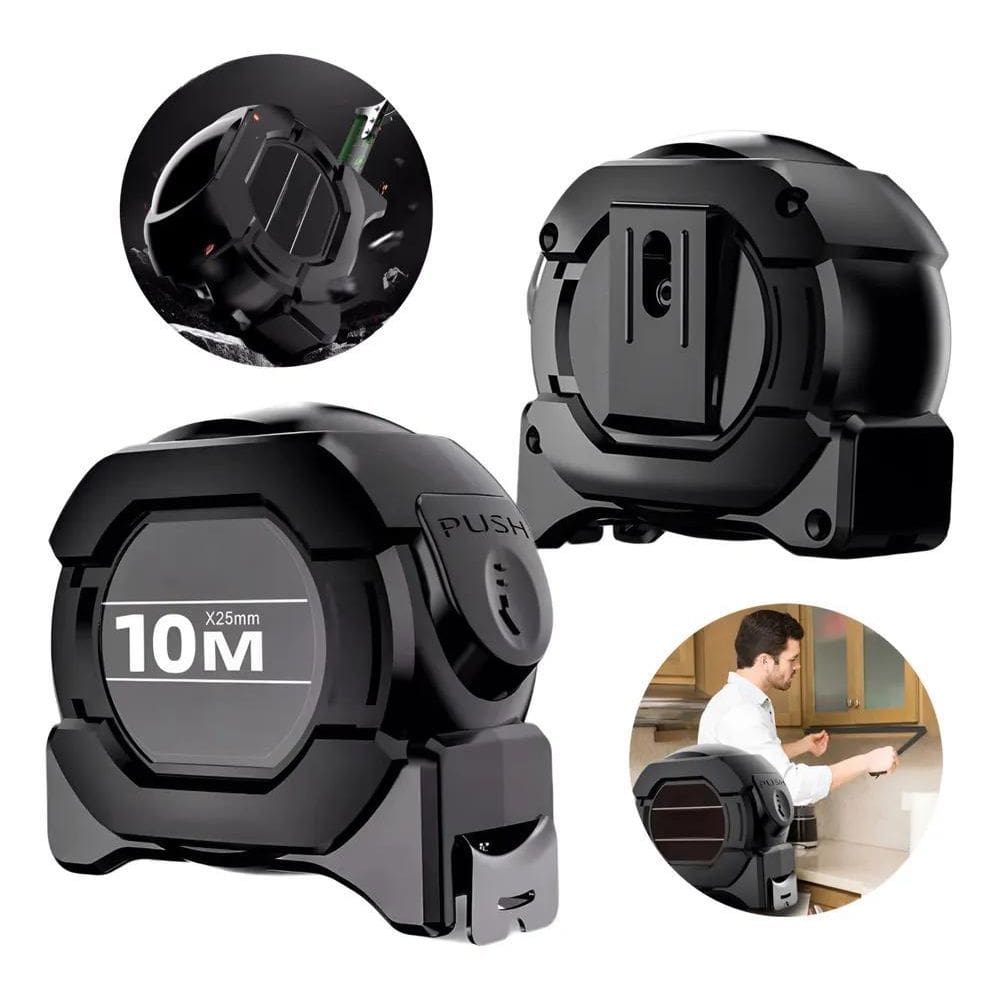 3X Trena 10M Metros Fita Metrica De Aco Com Trava Fluorescen