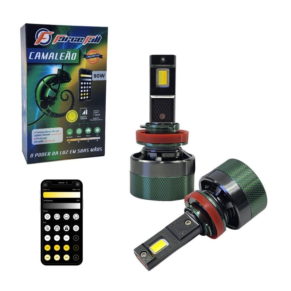 Lampada Led Camaleao Função Estrobo 3000 10000K H8/H9/H11