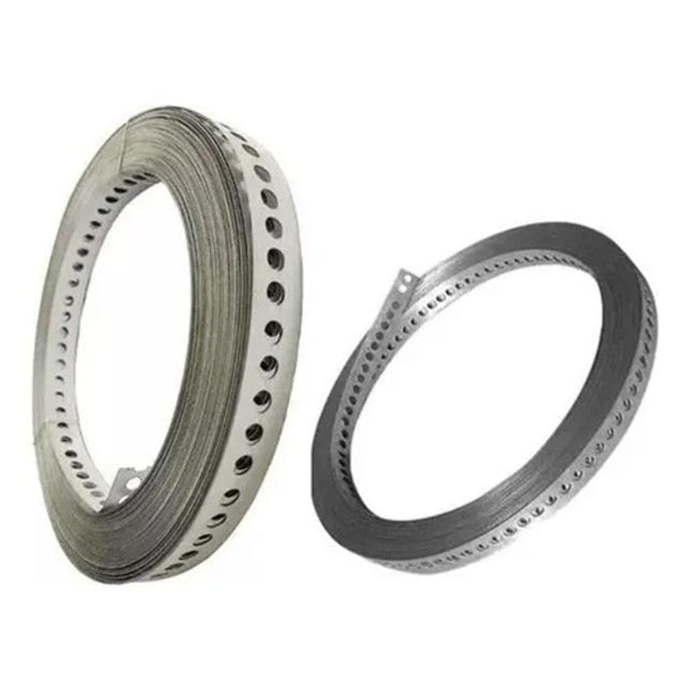 3X Fita Perfurada 17Mm Galvanizado Rolo Com 10Mts