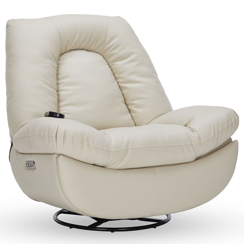 Poltrona Reclinável Elétrica com Massagem e Aquecimento Salvana L07 Couríssimo Bege - Lyam Decor